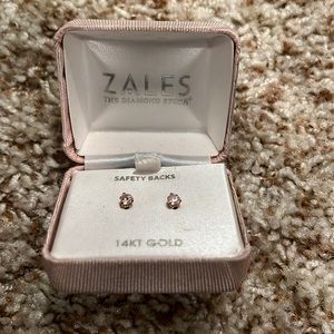 Zales safety backs 14k gold light pink heart earrings